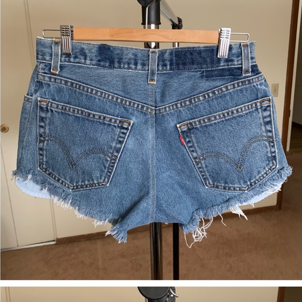 Medium Wash Cut-Off Jean Shorts with Frayed Hem